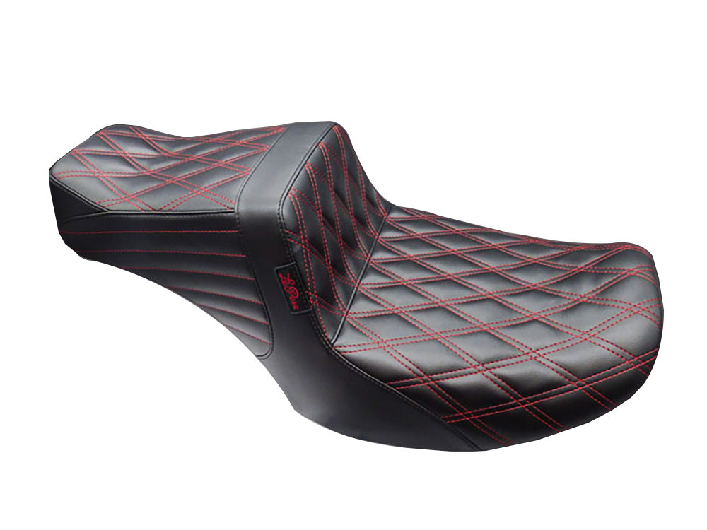 LePera LP-LV-587DD-RED TailWhip Dual Seat w/Red Double Diamond Stitch for Harley-Davidson CVO Touring 23-Up/Street Glide/Road Glide 24-Up/Touring 25-Up
