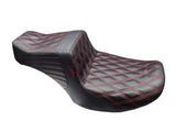 LePera LP-LV-587DD-RED TailWhip Dual Seat w/Red Double Diamond Stitch for Harley-Davidson CVO Touring 23-Up/Street Glide/Road Glide 24-Up/Touring 25-Up