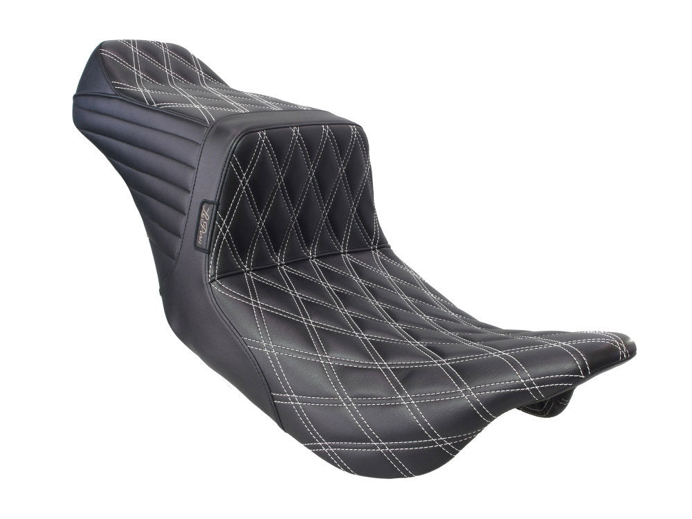 LePera Seats LP-LV-587DD-WHITE TailWhip Dual Seat w/White Double Diamond Stitch for CVO Touring 23-Up/Street Glide/Road Glide 24-Up