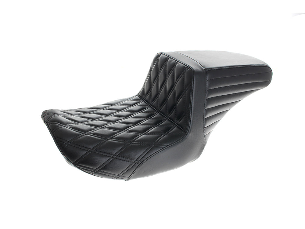 LePera LP-LV-597DD KickFlip Dual Seat w/Black Double Diamond Stitch for Harley-Davidson CVO Touring 23-Up/Street Glide/Road Glide 24-Up/Touring 25-Up