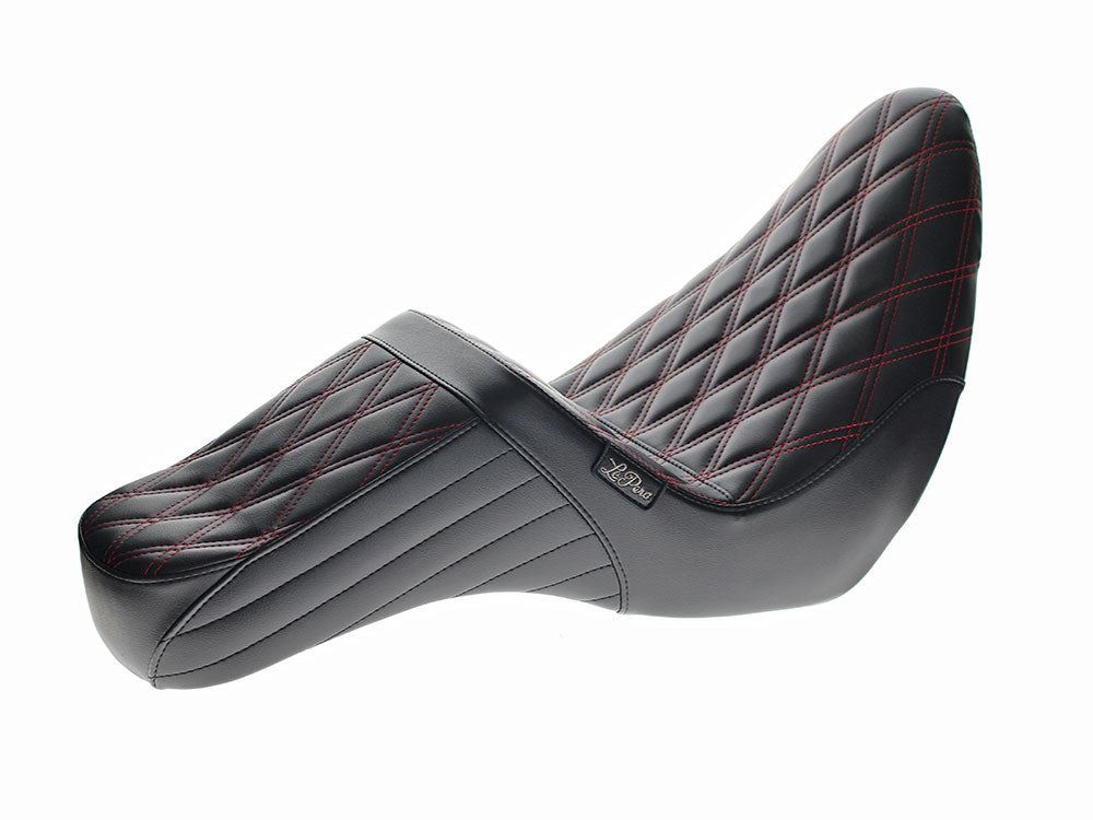 LePera LP-LY-580DDR TailWhip Dual Seat w/Red Diamond Stitch for Softail Slim/Street Bob 18-Up/Standard 20-Up