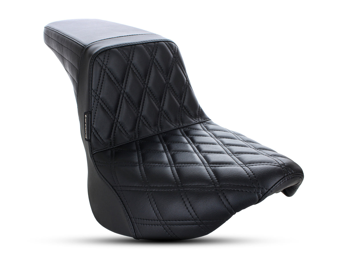 LePera Seats LP-LY-590DD Kickflip Dual Seat w/Black Double Diamond Stitch for Softail Slim/Street Bob 18-Up