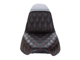 LePera Seats LP-LY-590DDR Kickflip Dual Seat w/Red Double Diamond Stitch for Softail Slim/Street Bob 18-Up