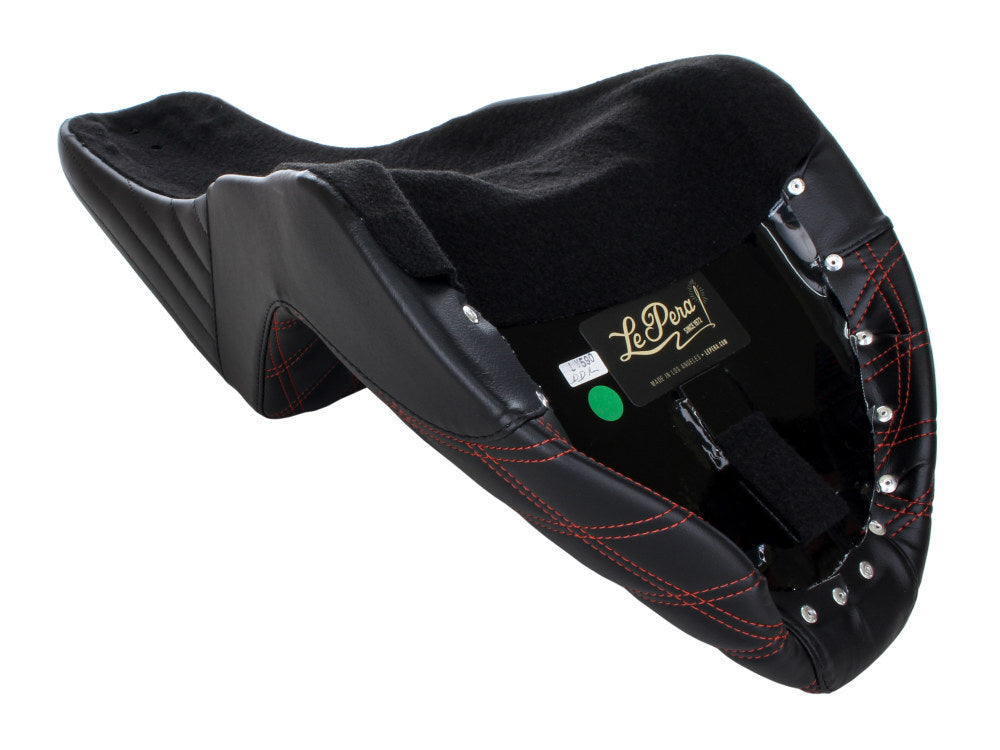 LePera Seats LP-LY-590DDR Kickflip Dual Seat w/Red Double Diamond Stitch for Softail Slim/Street Bob 18-Up