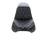 LePera Seats LP-LY-590DDW Kickflip Dual Seat w/White Double Diamond Stitch for Softail Slim/Street Bob 18-Up