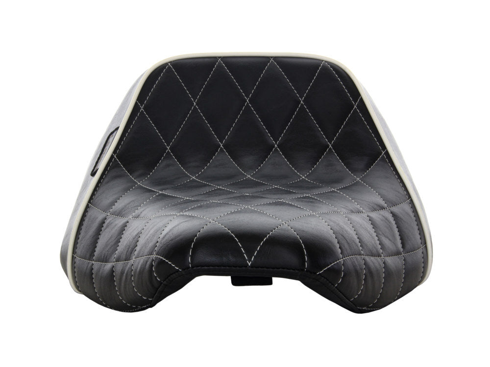 LePera Seats LP-LYO-007DMWTP Bare Bones Solo Seat w/White Diamond Stitch Piping for Fatboy 18-Up/Breakout 23-Up