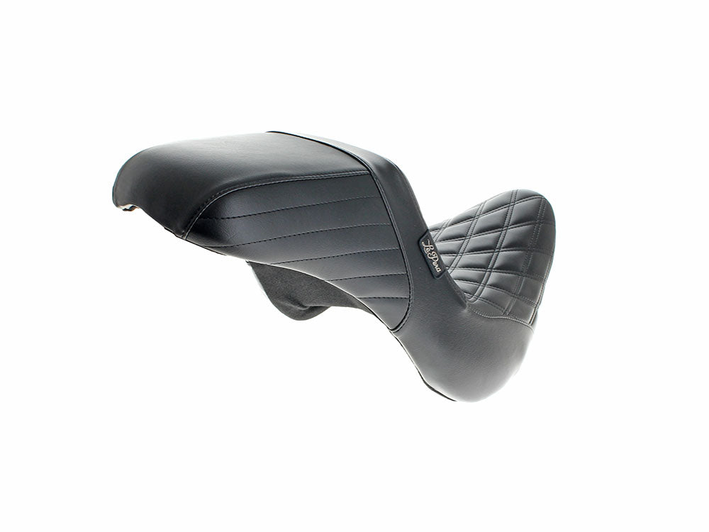 LePera Seats LP-LYO-590DD KickFlip Dual Seat w/Black Double Diamond Stitch for Harley-Davidson Fatboy 18-Up/Breakout 23-Up Models