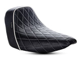 LePera Seats LP-LYR-007DMWTP Bare Bones Solo Seat w/White Diamond Stitch Piping for Sport Glide/Low Rider 18-Up/Low Rider S 20-Up