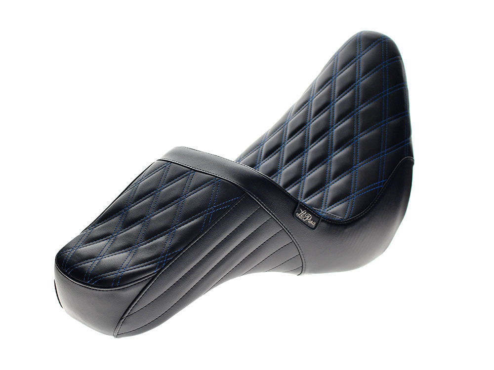 LePera LP-LYR-580DDB TailWhip Dual Seat w/Blue Diamond Stitch for Sport Glide/Low Rider 18-Up/Low Rider S 20-Up