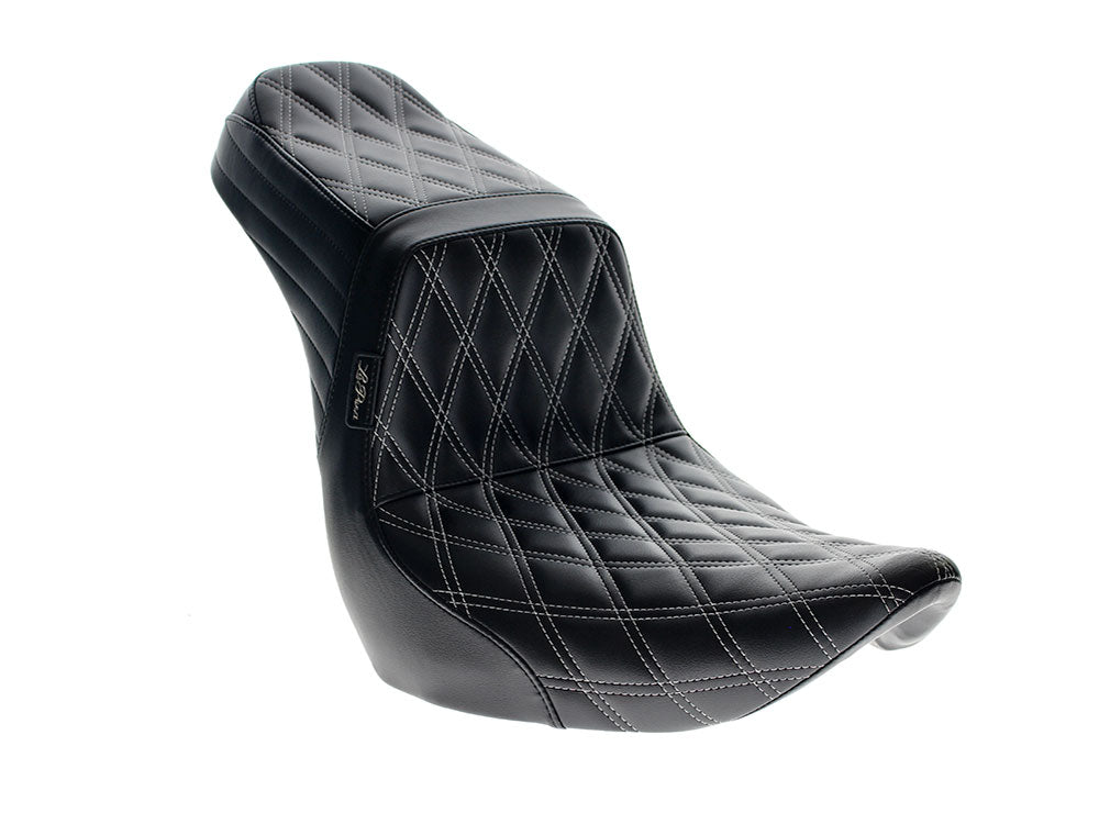 LePera Seats LP-LYR-580DDW TailWhip Dual Seat w/White Diamond Stitch for Sport Glide/Low Rider 18-Up/Low Rider S 20-Up
