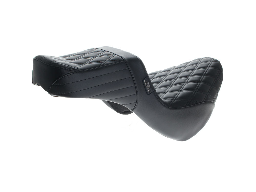 LePera Seats LP-LYR-580DLDD TailWhip Daddy Long Legs Dual Seat w/Black Double Diamond Stitch for Sport Glide/Low Rider 18-Up/Low Rider S 20-Up