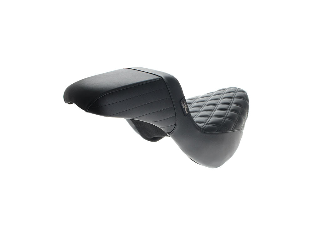 LePera Seats LP-LYR-590DLDM KickFlip Daddy Long Legs Dual Seat w/Black Double Diamond Stitch for Sport Glide/Low Rider 18-Up/Low Rider S 20-Up