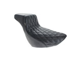 LePera Seats LP-LYR-590DLDM KickFlip Daddy Long Legs Dual Seat w/Black Double Diamond Stitch for Sport Glide/Low Rider 18-Up/Low Rider S 20-Up