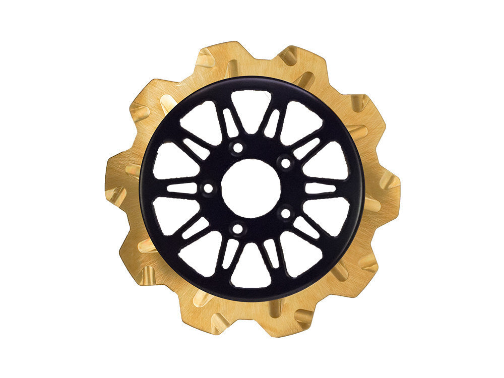 Lyndall Racing Brakes LRB-2202-2106 11.5" Rear Omega Crown Disc Rotor Gold Band & Black Carrier for Big Twin 00-Up/Sportster 00-10