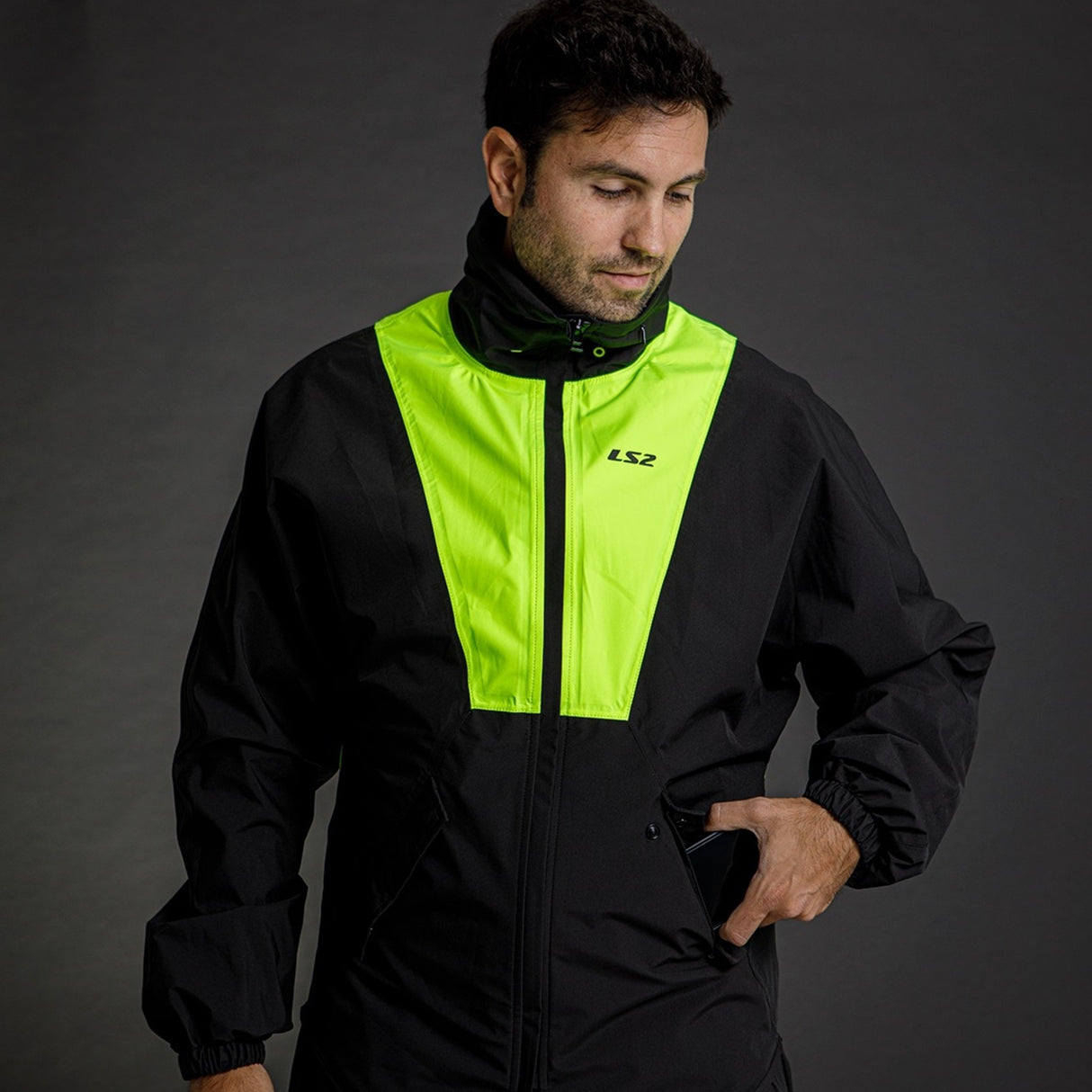 LS2 X-Rain Black/Hi-Vis Yellow Jacket