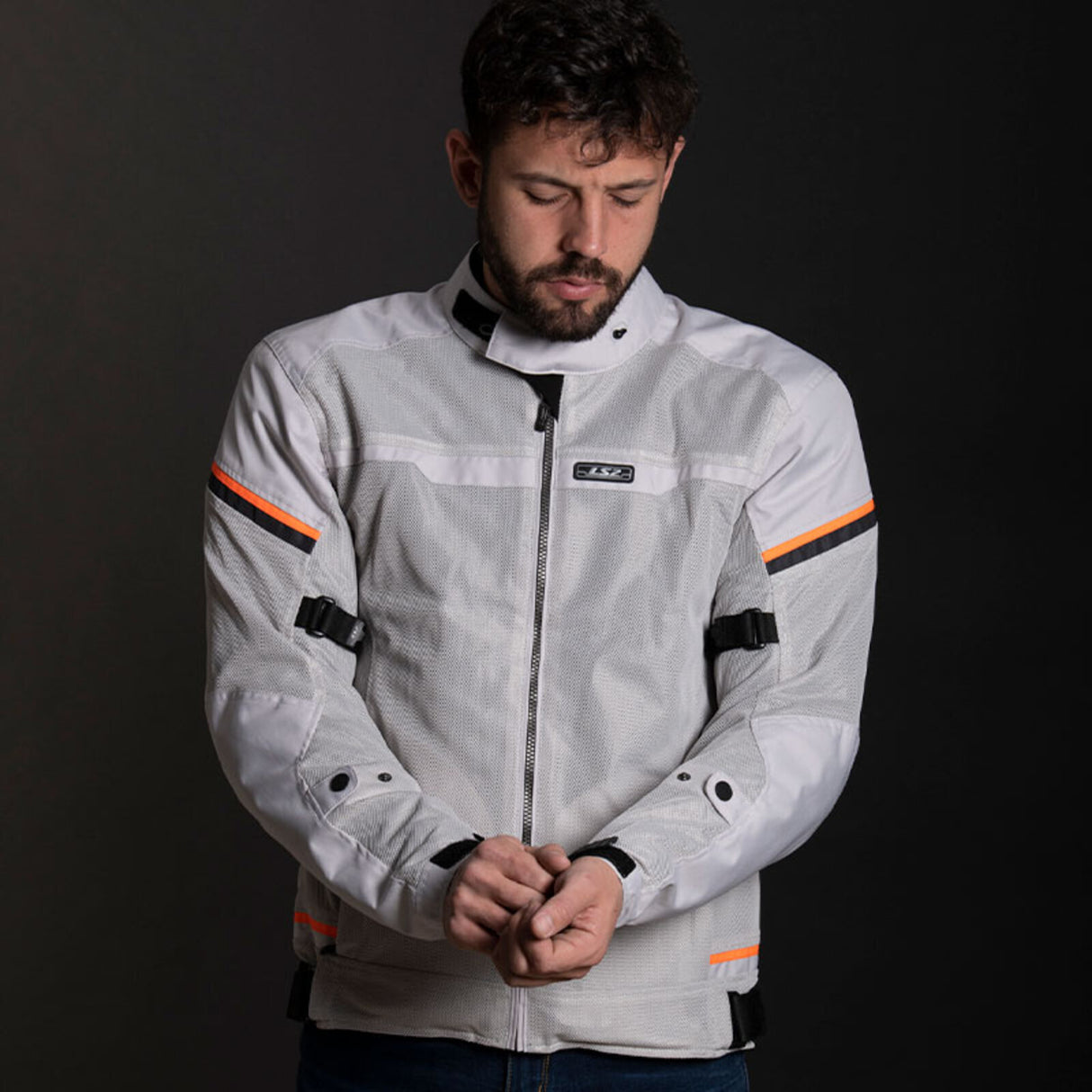 LS2 Riva Light Grey/Hi-Vis Orange Jacket