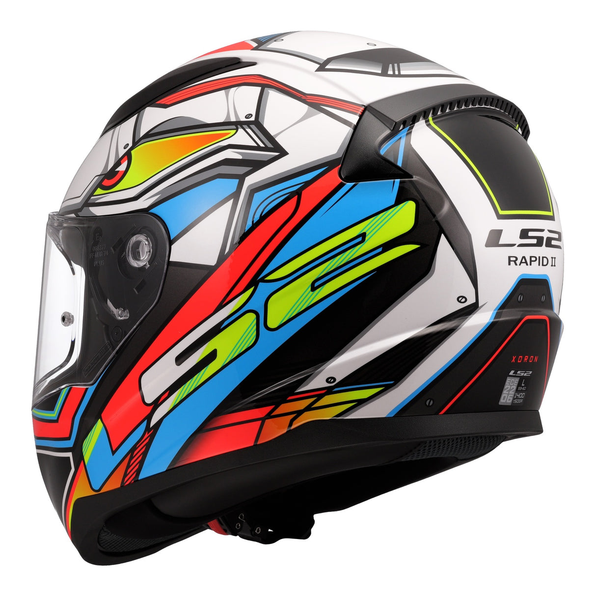 LS2 FF353 Rapid II XDron White/Hi-Vis Orange/Blue Helmet