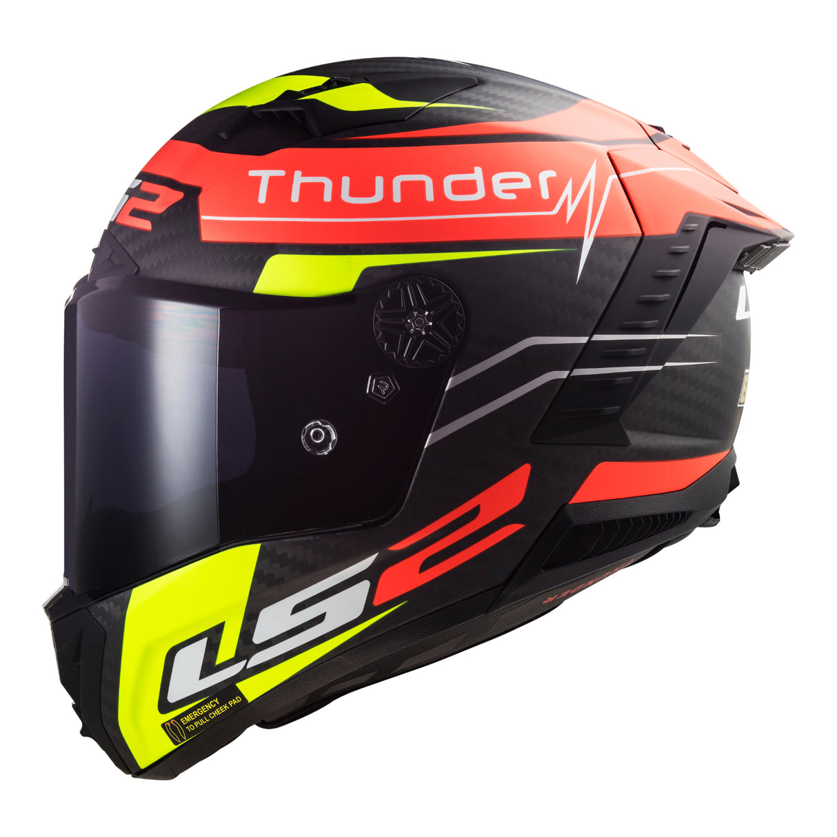 LS2 FF805C Thunder Carbon Attack Matte Red/Hi-Vis Yellow Helmet