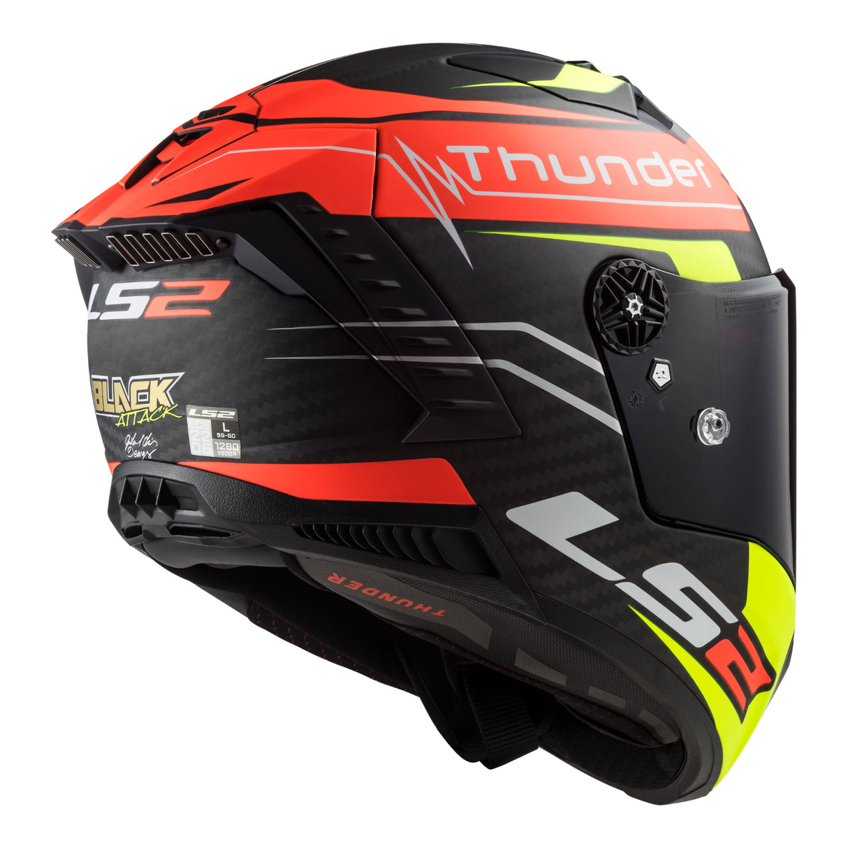 LS2 FF805C Thunder Carbon Attack Matte Red/Hi-Vis Yellow Helmet