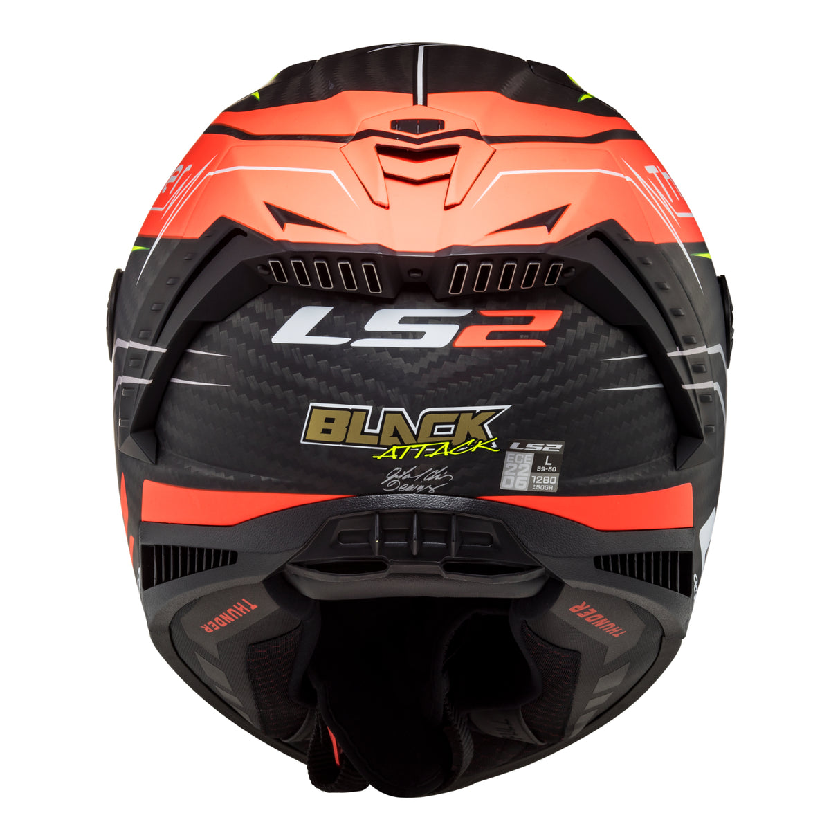 LS2 FF805C Thunder Carbon Attack Matte Red/Hi-Vis Yellow Helmet