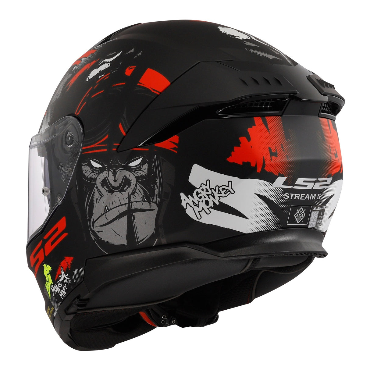 LS2 FF808 Stream II Angry Monkey Matte Black/Red Helmet