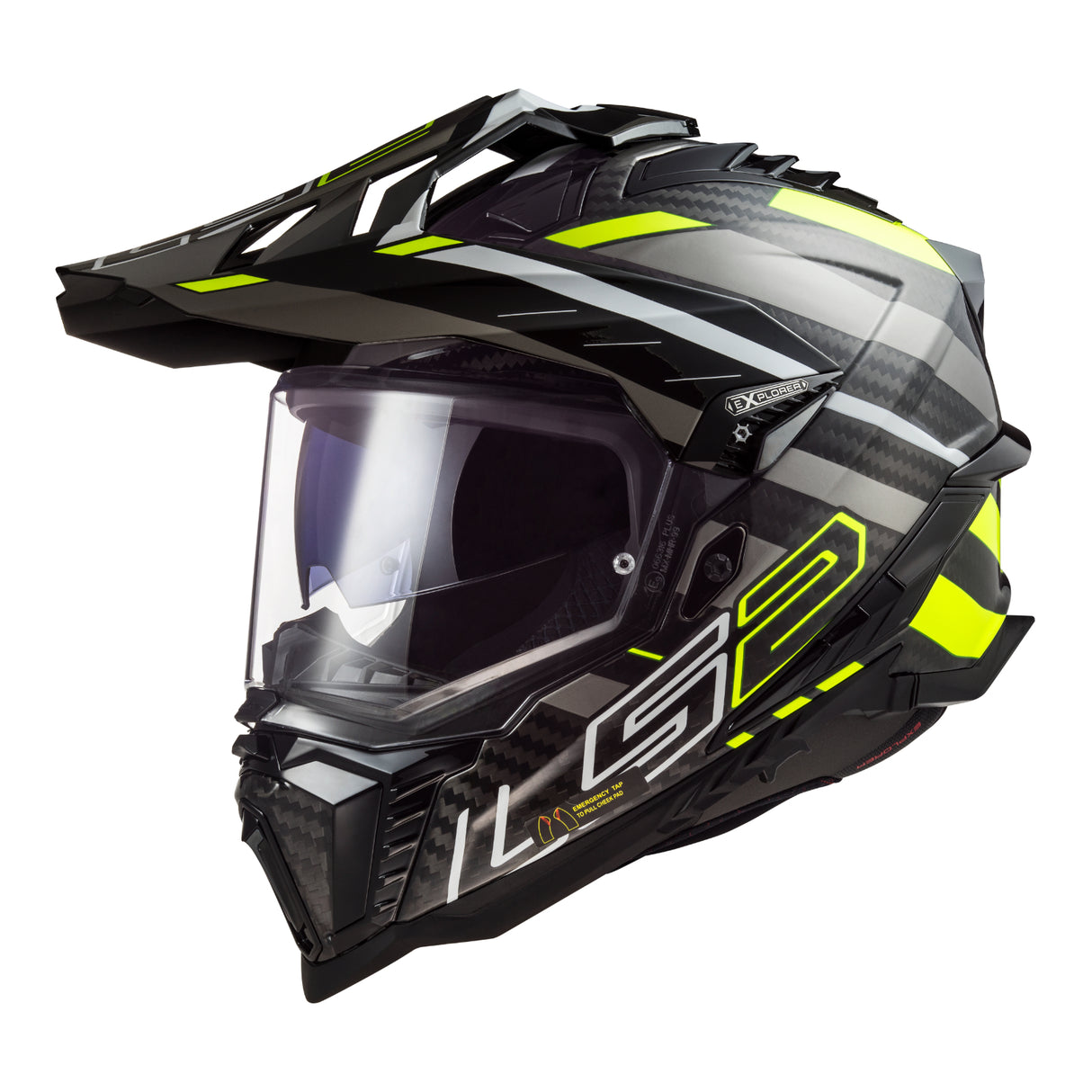 LS2 MX701 Explorer Carbon Edge Black/Hi-Vis Yellow Helmet