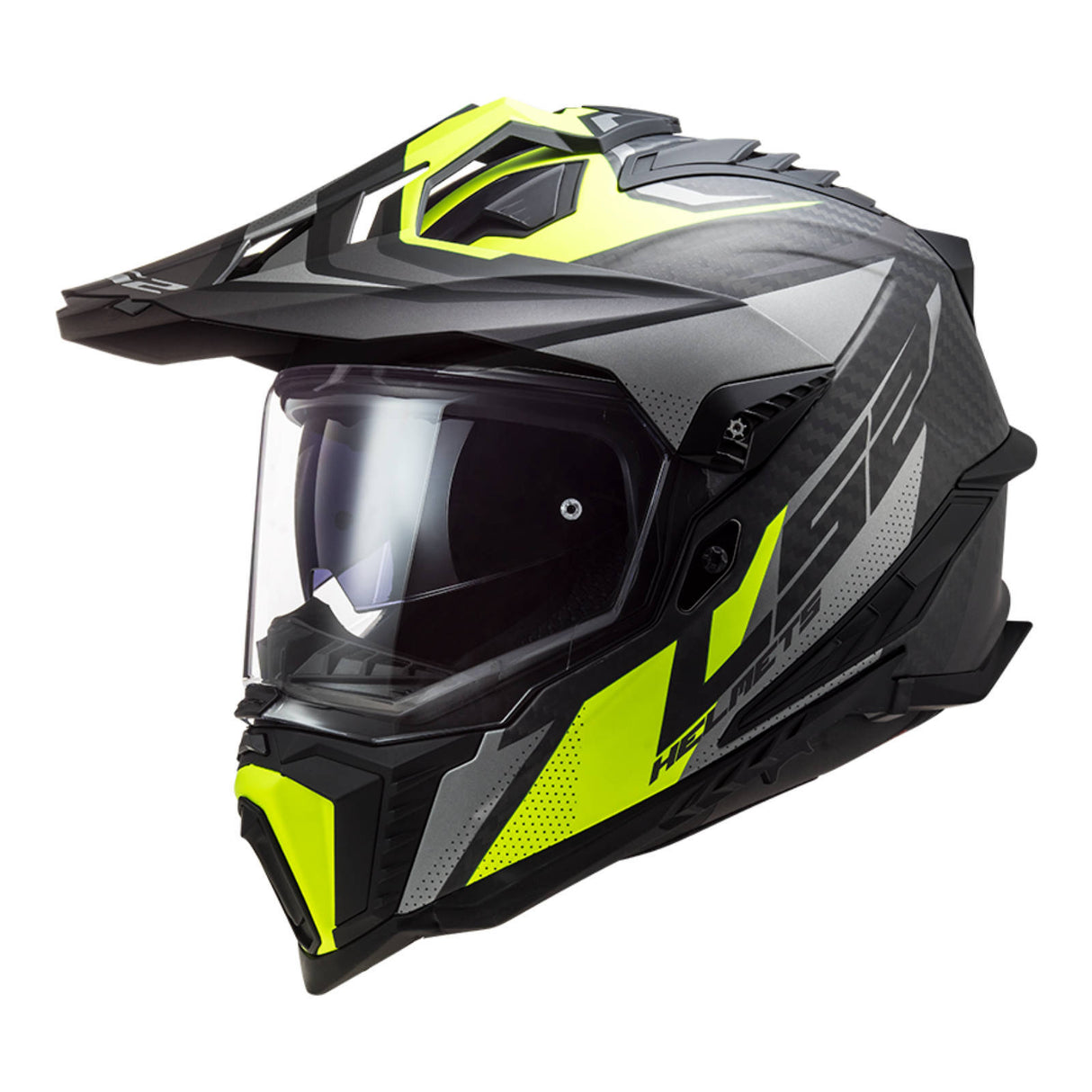 LS2 MX701 Explorer Carbon Focus Matte Titanium/Hi-Vis Yellow Helmet