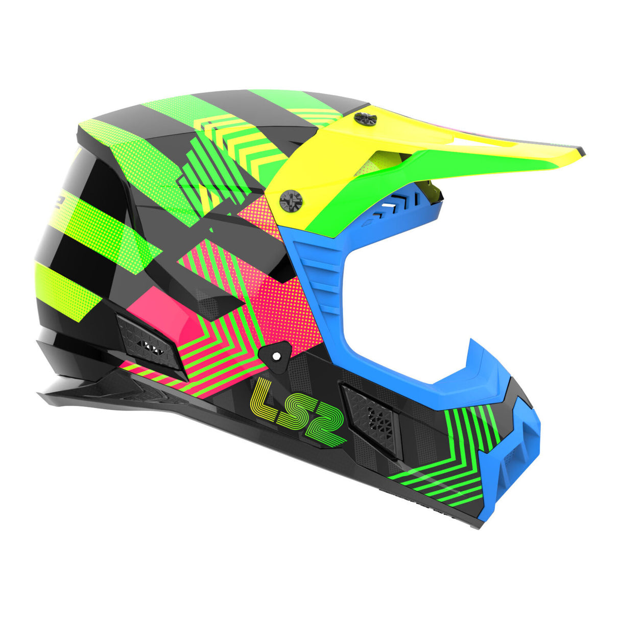 LS2 MX706J COZ Chromatic Black/Hi-Vis Pink Youth Helmet