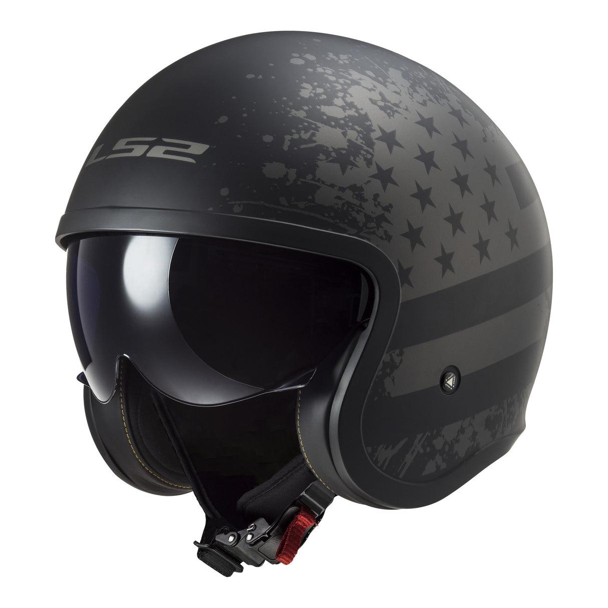 LS2 OF599 Spitfire II Matte Black Flag Helmet Helmet