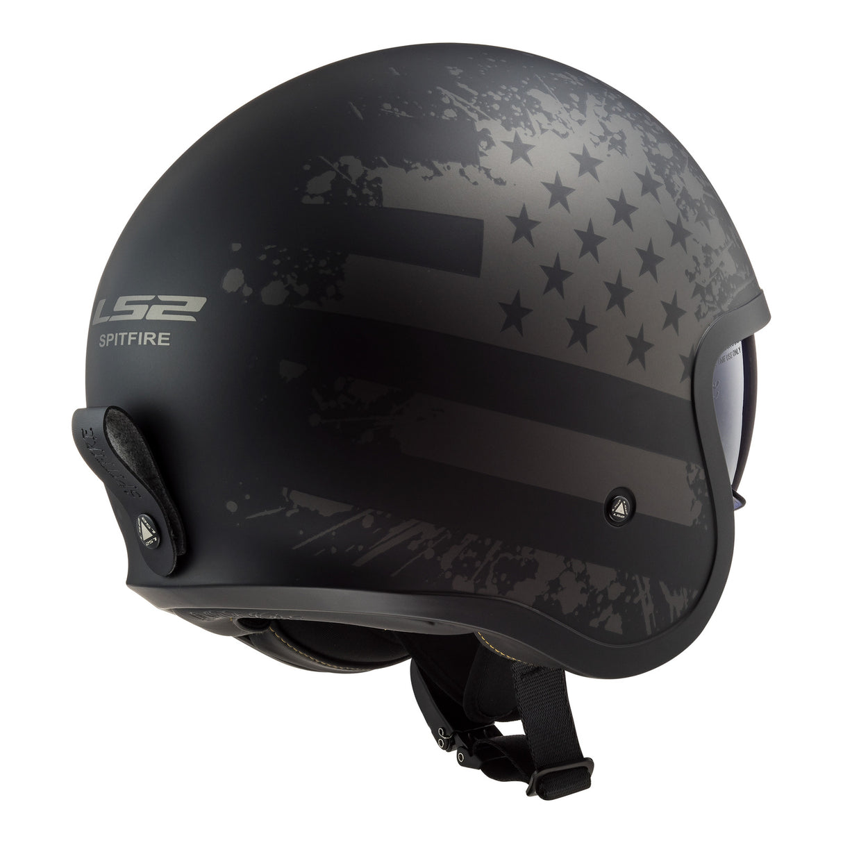 LS2 OF599 Spitfire II Matte Black Flag Helmet Helmet