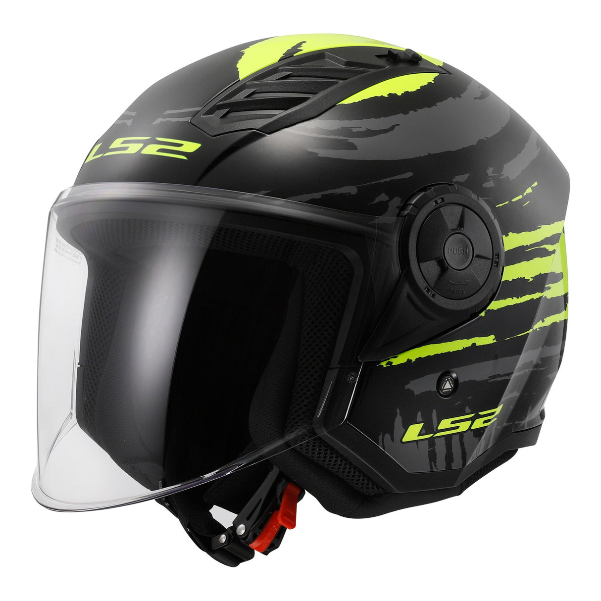 LS2 OF616 Airflow II Brushed Black/Hi-Viz Yellow Helmet