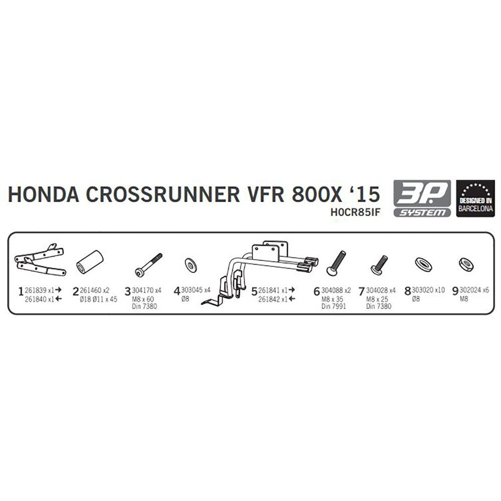 Shad 3P Series Pannier Fitting Kit (suit SH35/36) for Honda Crossrunner VFR 800X 15-22