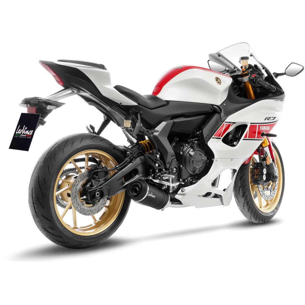 LeoVince LVFS14361E LV One Evo Carbon Fiber Full Exhaust System w/Slash Cut Carbon End Cap for Yamaha YZF-R7/MT-07/XSR 700/XTribute 21-22