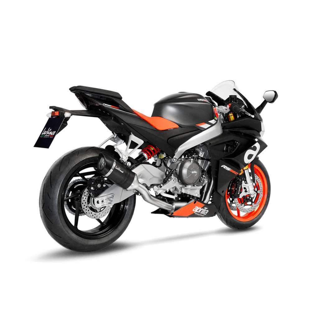 LeoVince LVFS14370E LV Pro Carbon Fiber Full Exhaust System w/Shark Cut Carbon End Cap for Aprilia RS 660/Tuono 660 21-22