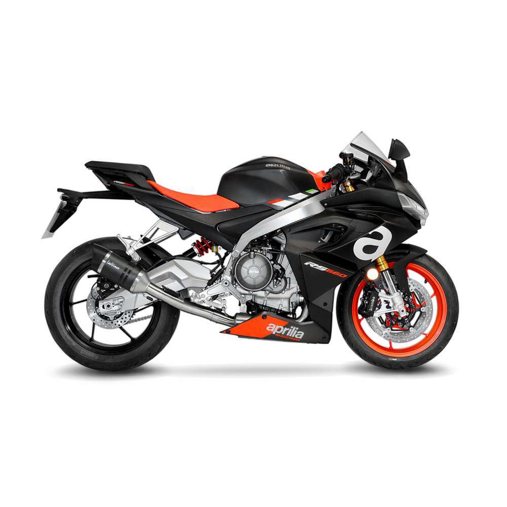 LeoVince LVFS14370E LV Pro Carbon Fiber Full Exhaust System w/Shark Cut Carbon End Cap for Aprilia RS 660/Tuono 660 21-22