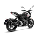 LeoVince LVFS14385E LV One Evo Stainless Steel Full Exhaust System w/Slash Cut Carbon End Cap for Triumph Trident 660 21-22