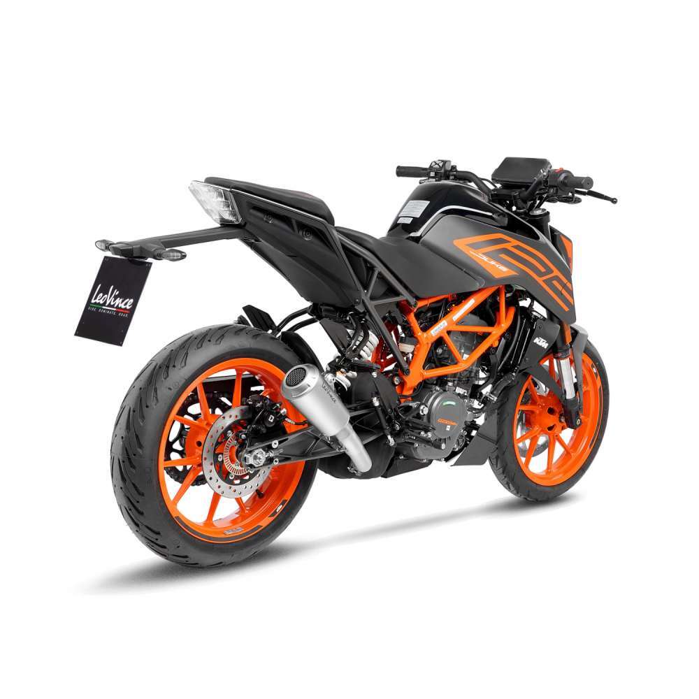LeoVince LVSO15249 LV-10 Stainless Steel Slip-On Muffler w/Stainless End Cap for KTM Duke 125/Duke 390 21-22