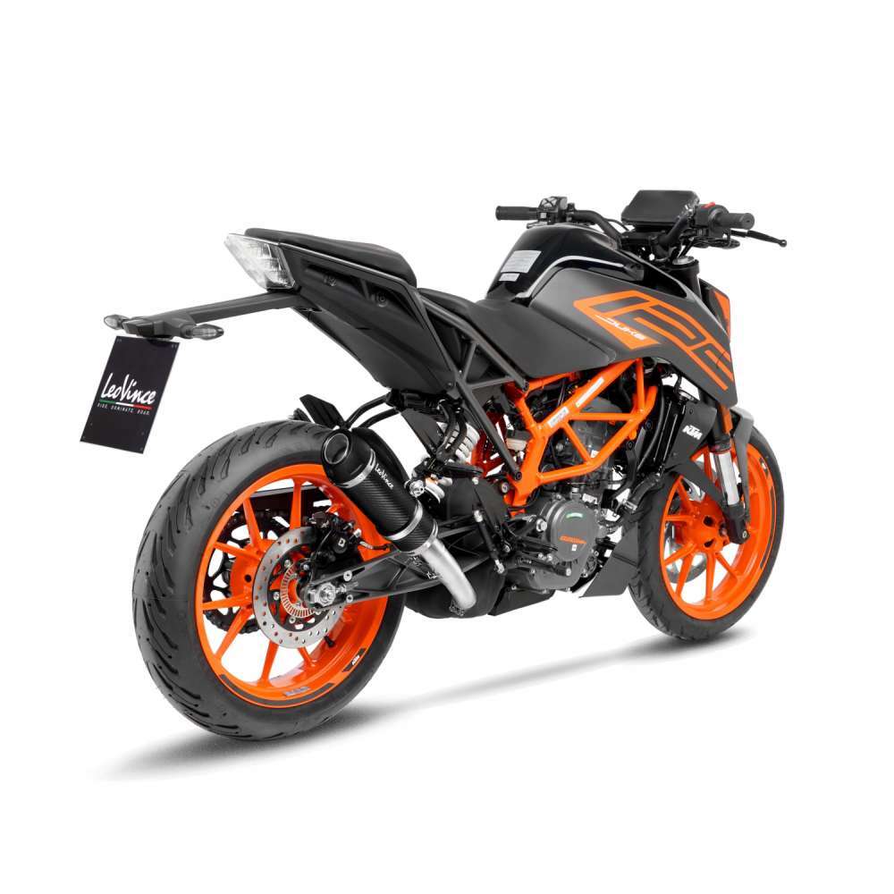 LeoVince LVSO3399E GP Corsa Evo Carbon Fiber Slip-On Muffler w/High Performance Technopolymer End Cap for KTM Duke 125/Duke 390 21-22