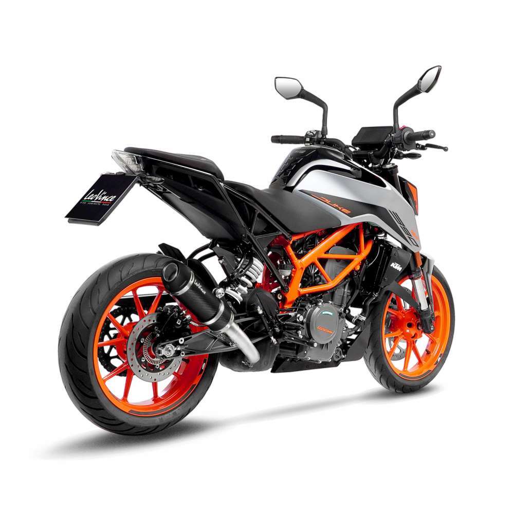 LeoVince LVSO3399E GP Corsa Evo Carbon Fiber Slip-On Muffler w/High Performance Technopolymer End Cap for KTM Duke 125/Duke 390 21-22