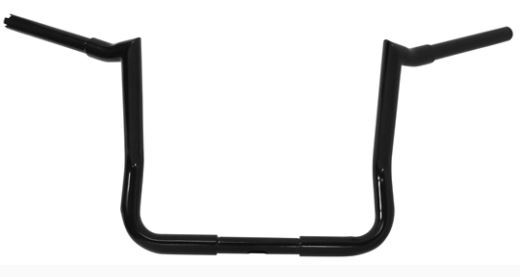 V-Factor Jacknife Bagger handlebars 1 1/2" dia 8" Pullback 15" Center 34" Total Width Black 10" Tall Fits 82-up inc Tbw [INTERNAL]