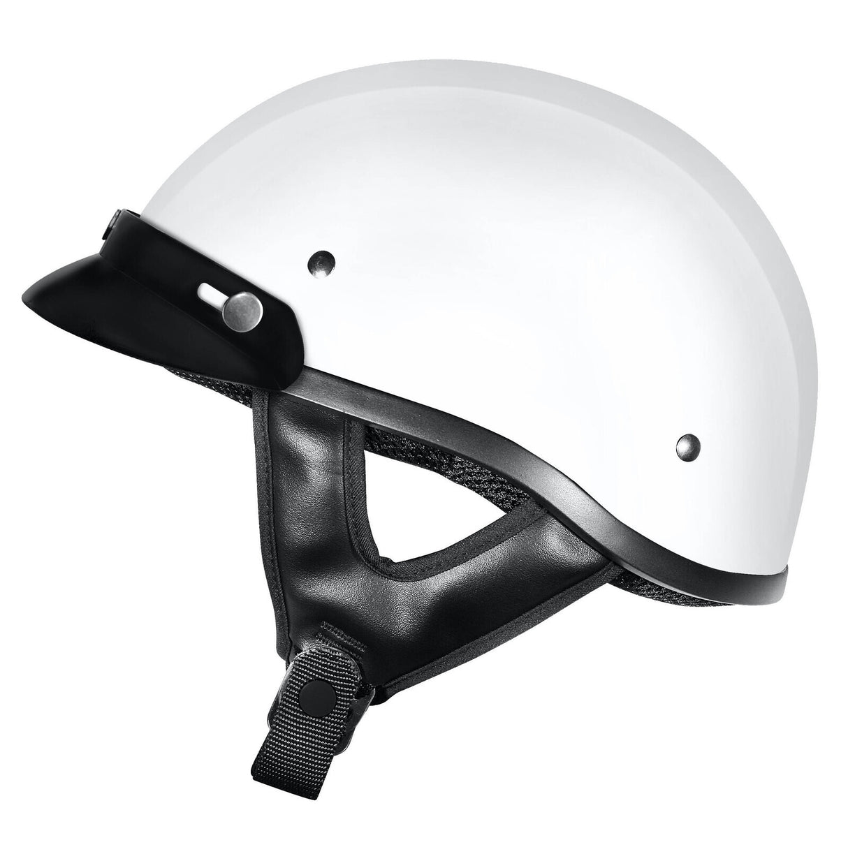 M2R Rebel Shorty Solid Gloss White Helmet w/Peak