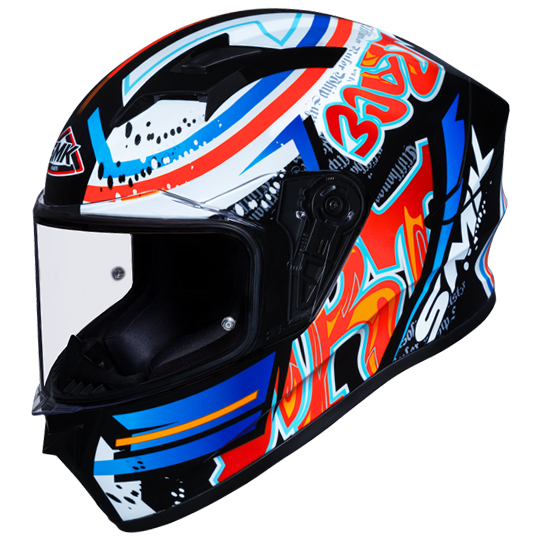 SMK Stellar Graffiti Black/Red/Orange GL237 Helmet - EasyR