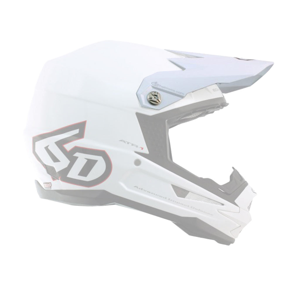 6D Replacement Peak for ATR-1 Helmet Gloss White w/Silver Logo