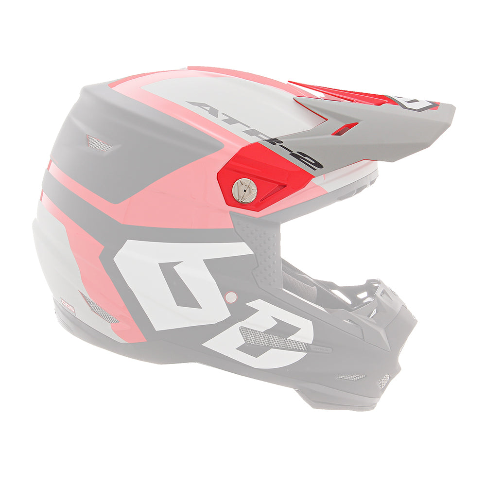 6D Replacement Peak for ATR-2 Helmet Helo Red/Grey