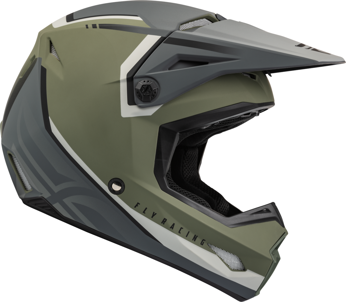 FLY 2023 Kinetic Vision Matte Olive Green/Grey Youth Helmet