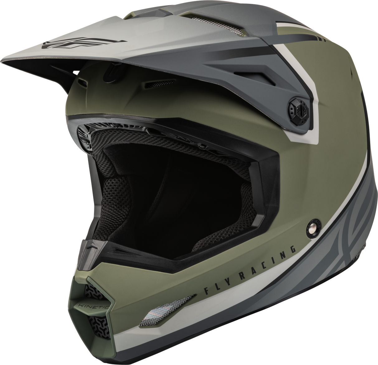 FLY 2023 Kinetic Vision Matte Olive Green/Grey Youth Helmet