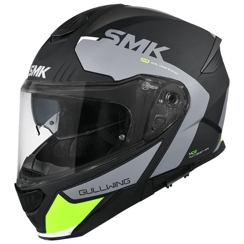 SMK Gullwing Kresto Matte Black/Grey/Yellow MA264 Modular Helmet - EasyR