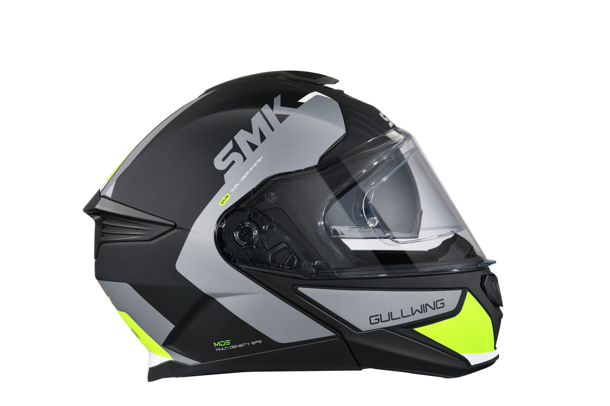 SMK Gullwing Kresto Matte Black/Grey/Yellow MA264 Modular Helmet - EasyR