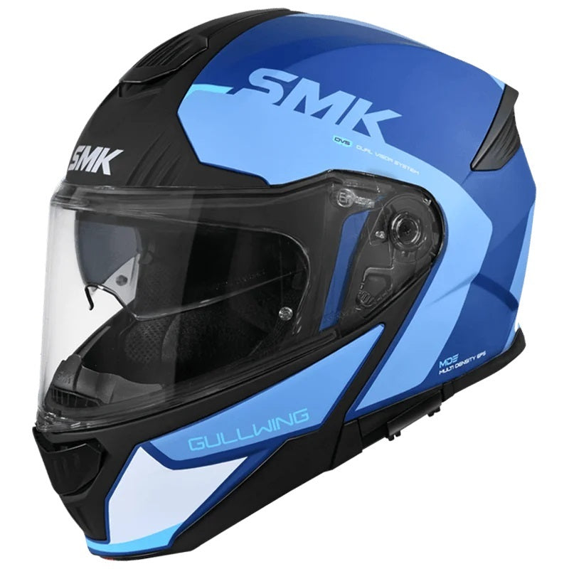 SMK Gullwing Kresto Matte Blue/White MA551 Modular Helmet - EasyR