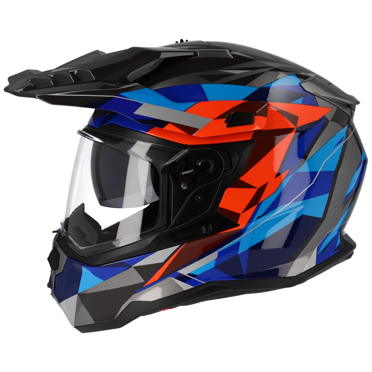 M2R Hybrid Poly PC-1 Gloss Blue/Red/Silver/Black Helmet - EasyR